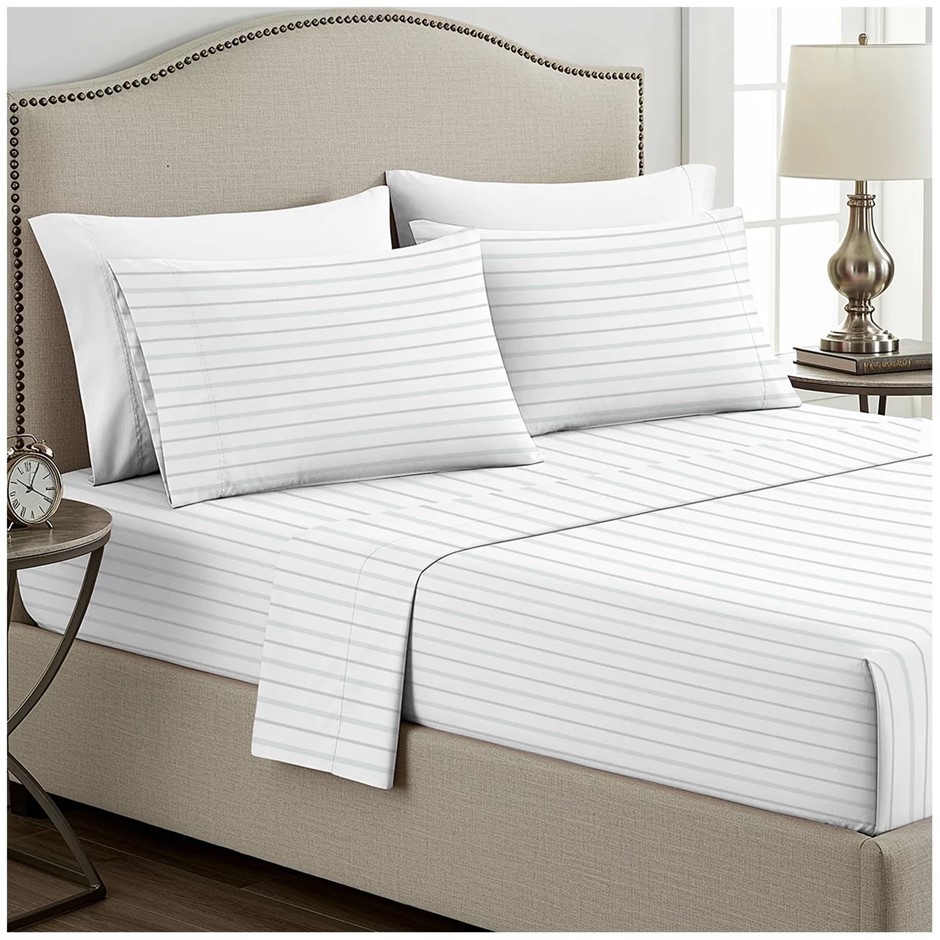 BOUTIQUE LIVING Cotton Flannel Sheet Set 4 Piece Queen Bar Stripe