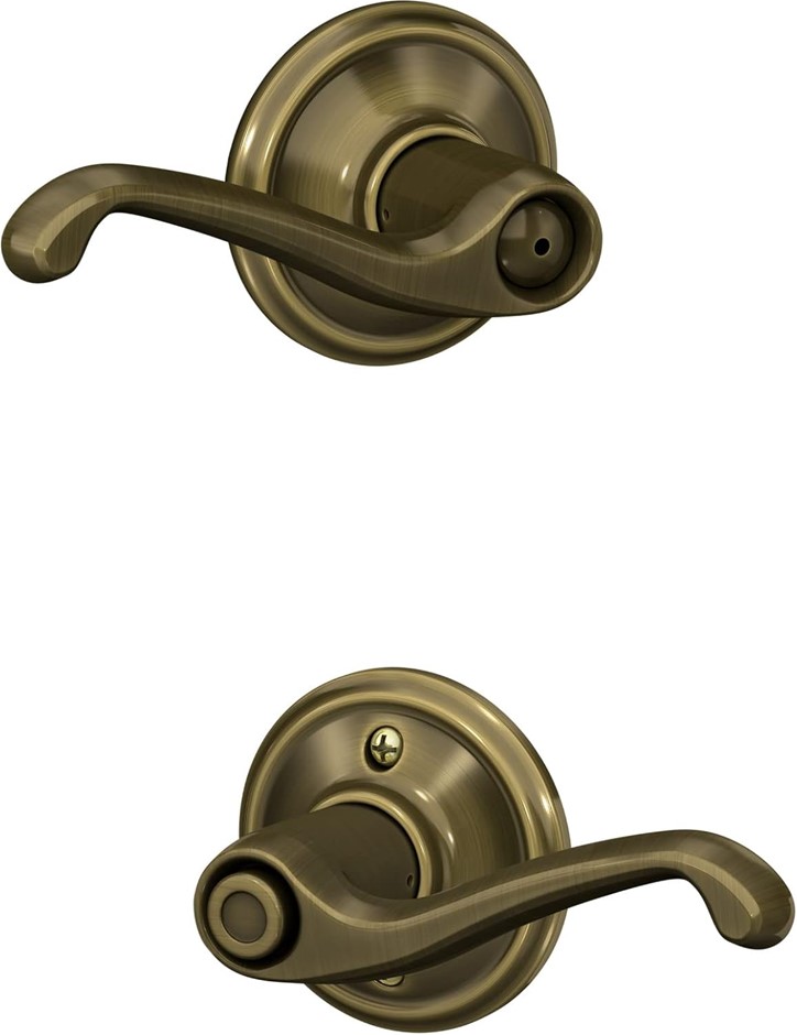 SCHLAGE F40FLA609 Flair Privacy Lever, Antique Brass.