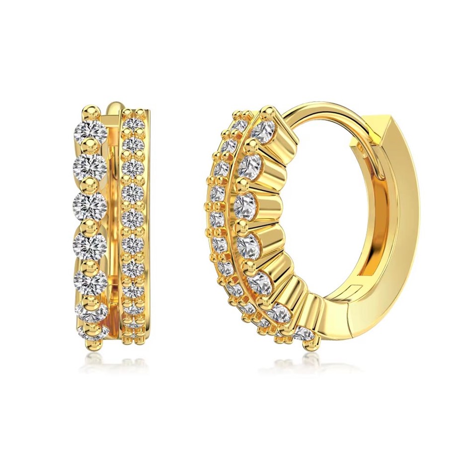 18K Gold Filled 925 Silver Cubic Zirconia Hoop Earrings