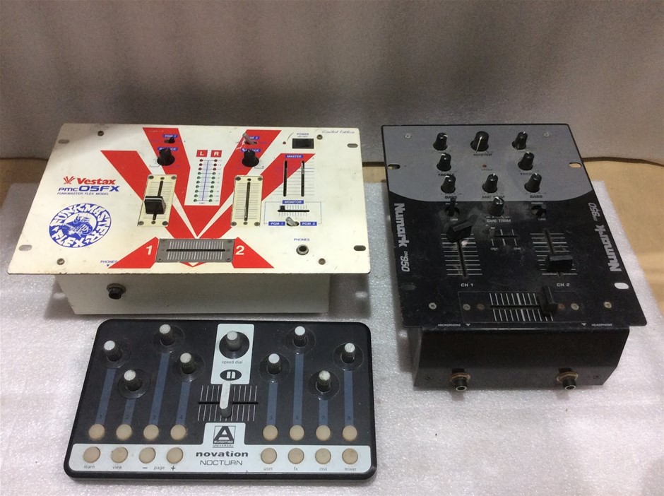 Vestax PMC05FX DJ Mixer + Numark DM950 DJ Mixer + Novation Nocturn MIDI