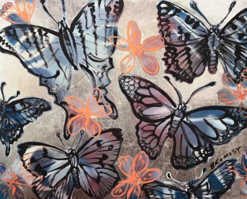 DAVID BROMLEY (1960 - ) - Butterflies and Blooms