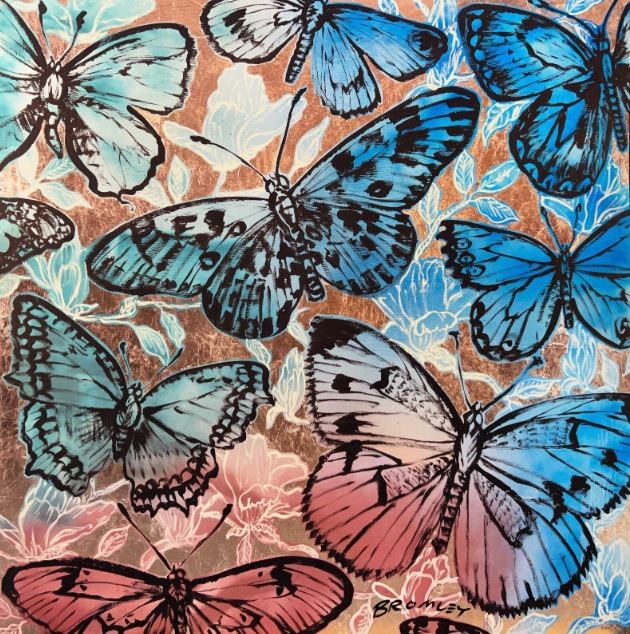 DAVID BROMLEY (1960 - ) - Butterflies 90cm x 90cm