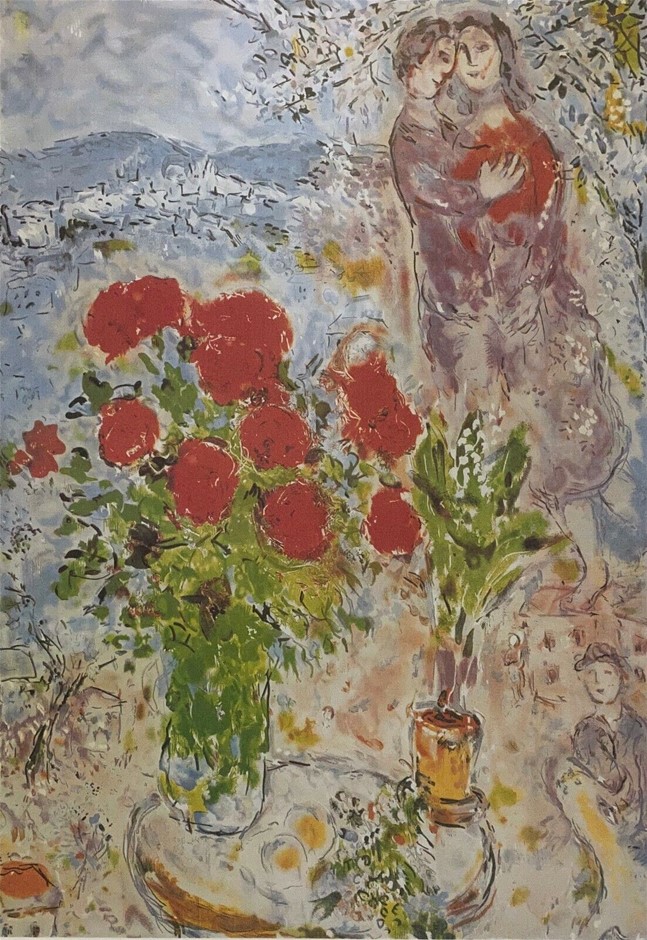 MARC CHAGALL (1887-1985) - Red Bouquet and Lovers