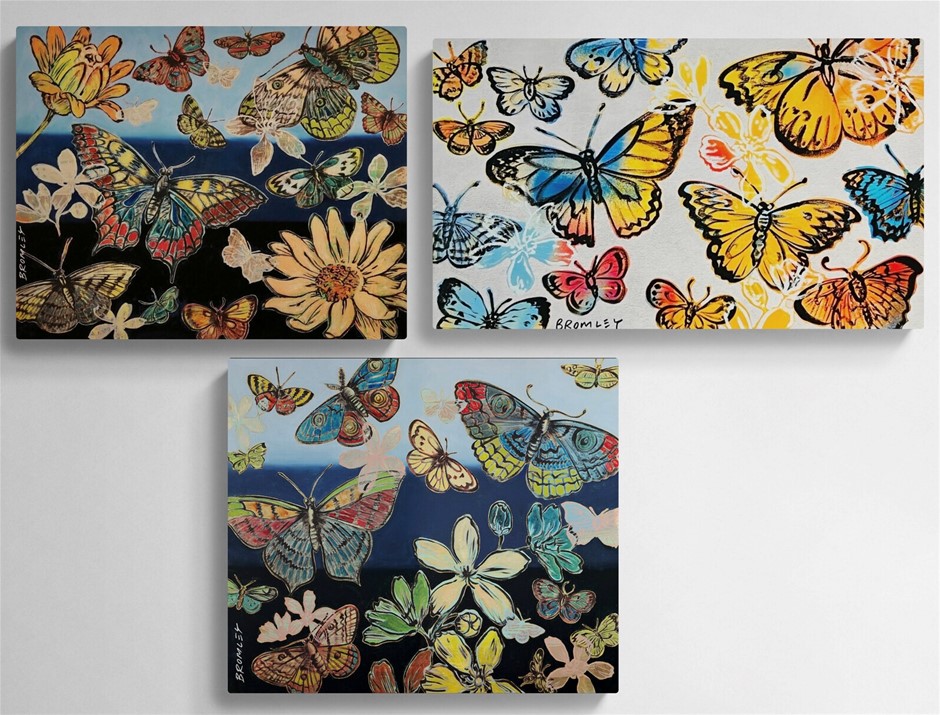 DAVID BROMLEY (1960 - )Butterflies I, Butterflies II, Butterflies
