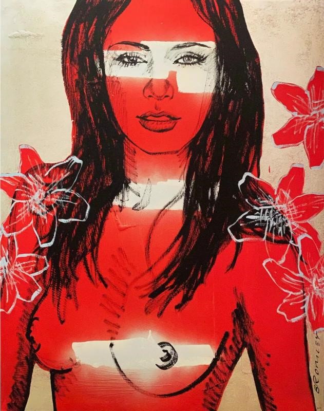 DAVID BROMLEY (1960 - ) Mallory (With Flowers)