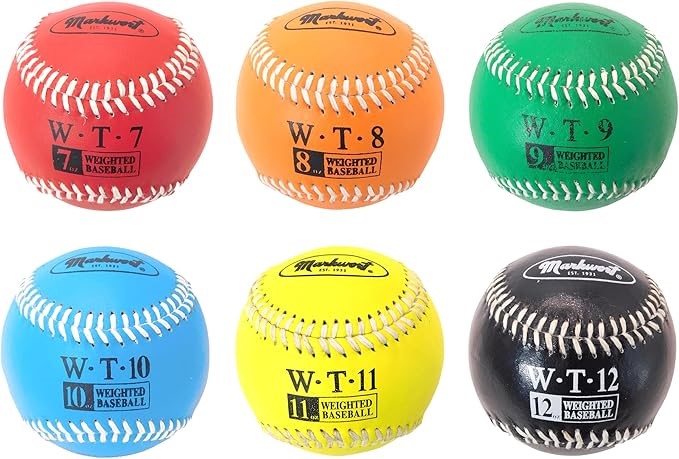 Markwort 9-Inch Leather Cover Weighted Baseball Set (1 Each 7oz, 8oz, 9oz,