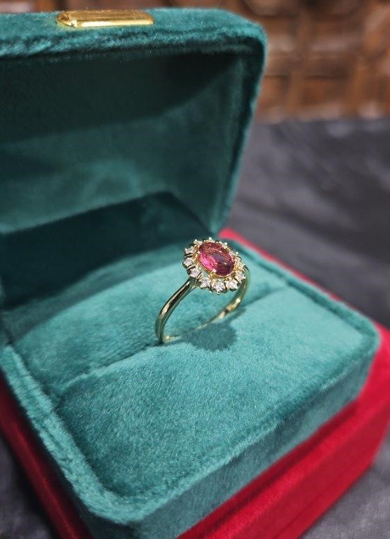 14K/Italy 1.5ct Ruby Oval cut Yellow Gold Filled Ring(stamped)-6US