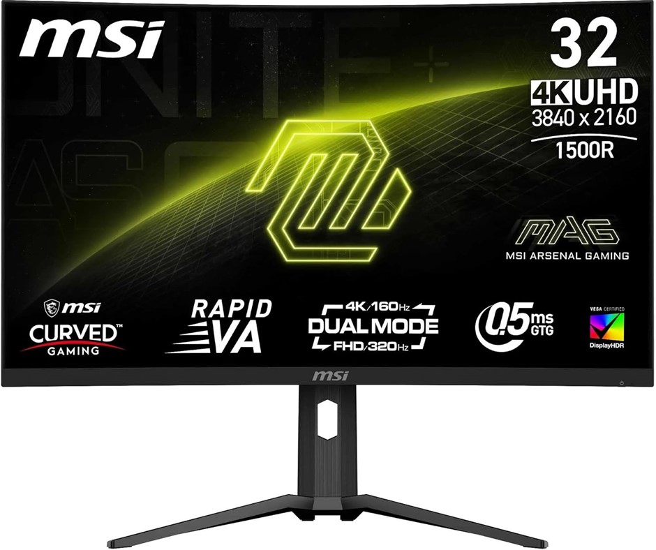 MSI MAG 4K 32 Inch UHD Curved Gaming Monitor - 1500R 3840 x 2160 Rapid VA P