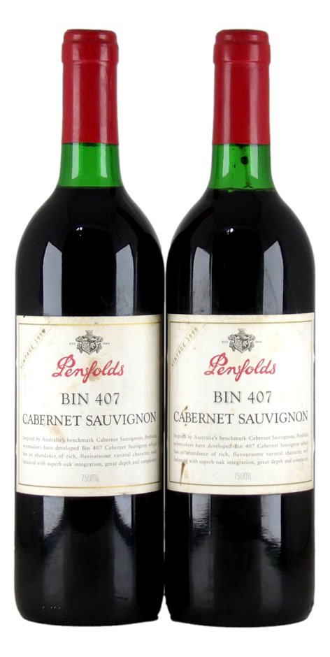 Penfolds `Bin 407` Cabernet Sauvignon 1998 (2 x 750mL) SA.