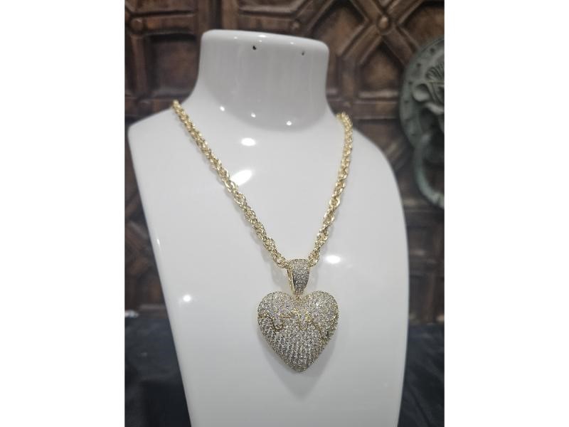 18KGF/Italy Stamped Yellow Gold Filled Chain & Heart Pendant -50cm