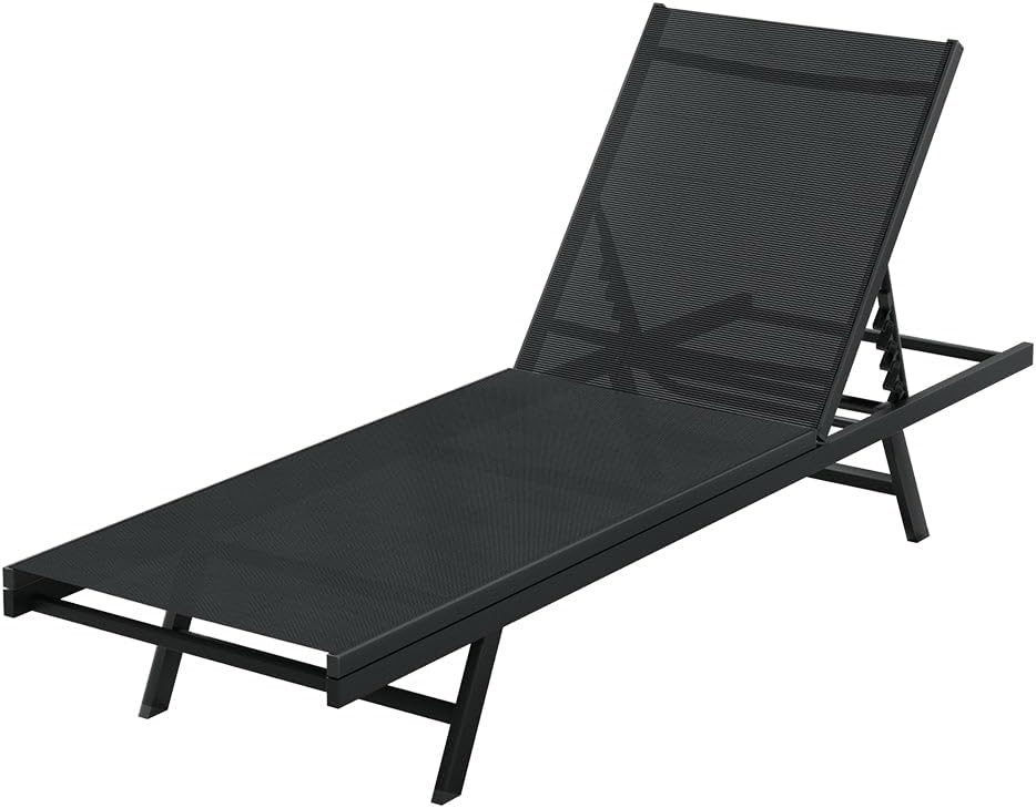 GARDEON Sun Lounge, Folding Camping Chair Lounger Day Bed Chaise.