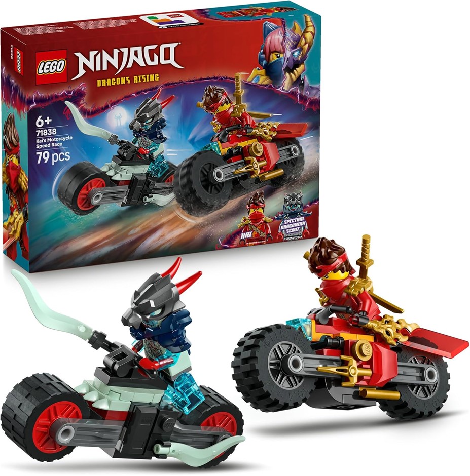 LEGO® NINJAGO® Kai’s Motorcycle Speed Race 71838 Playset with 2 Ninja Bike