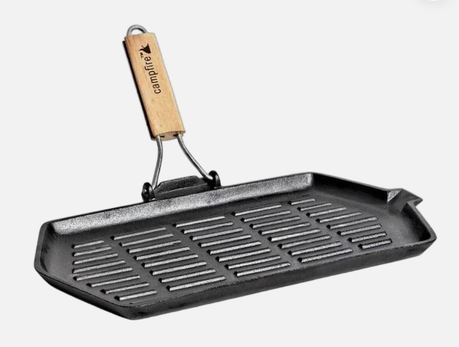 2x Rectangle Frypan Cooking Camping Travel Caravan Ribbed Cooking Surface w