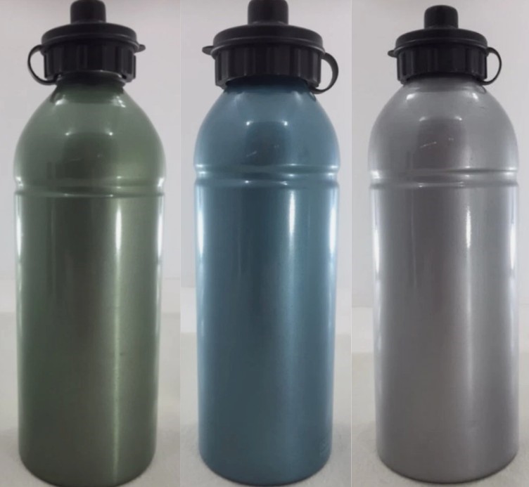12x Sports Drink Bottle 1 Litre Aluminium Epoxy Coated (Silver/Blue/Green)