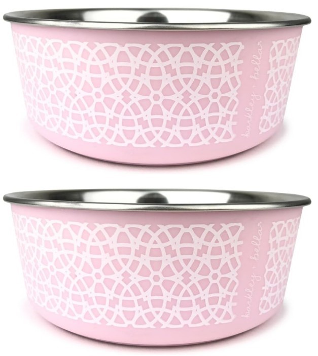 2x Barkley & Bella Dog Bowl Marrakesh Rose Medium, Rose - Dog Bowl, Stainle