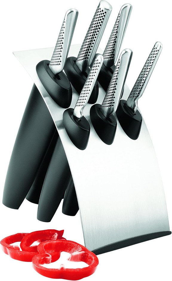 Global Millennium 7-Piece Knife Block Set, Made in Japan, Stainless Steel <