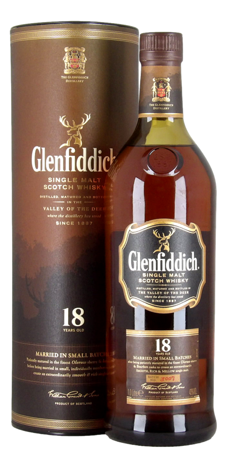 Glenfiddich 18 year old Single Malt Scotch (1x 1L)