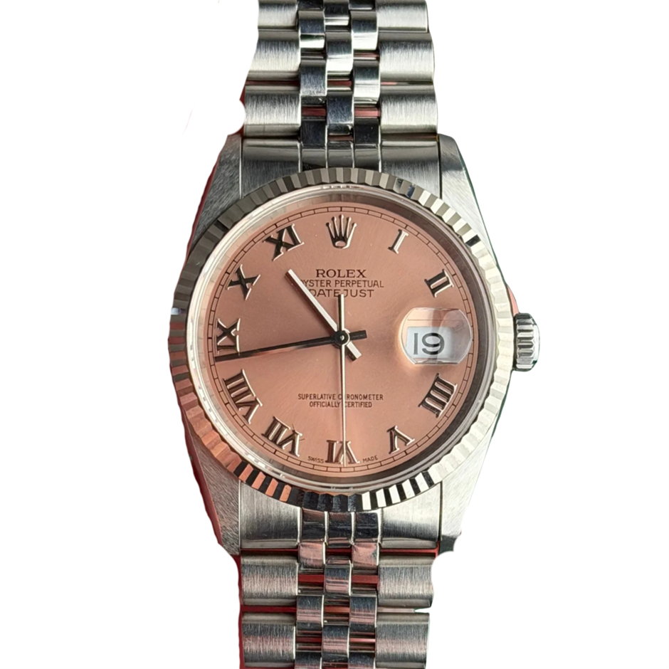 ROLEX DATEJUST 36 36MM WHITE ROLESOR 16234 AUTOMATIC WXO & COA