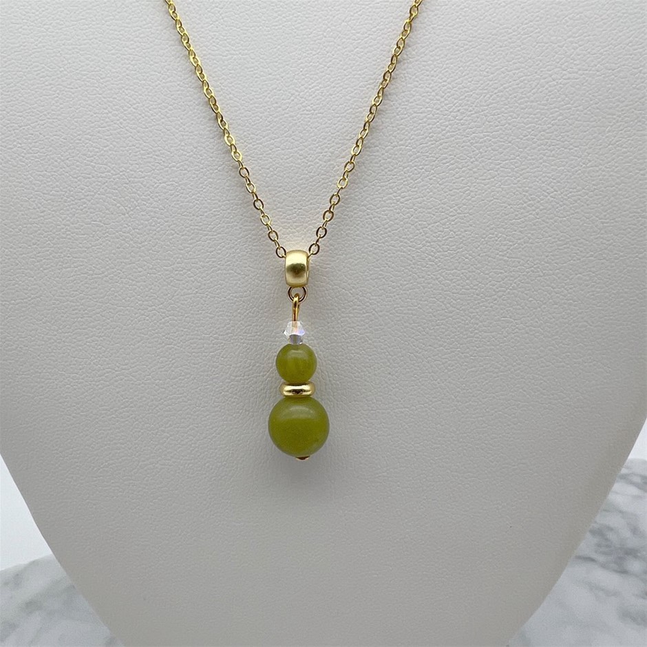 Peridot & Swarovski® AU strian Crystal Gold Plated Pendant Necklace