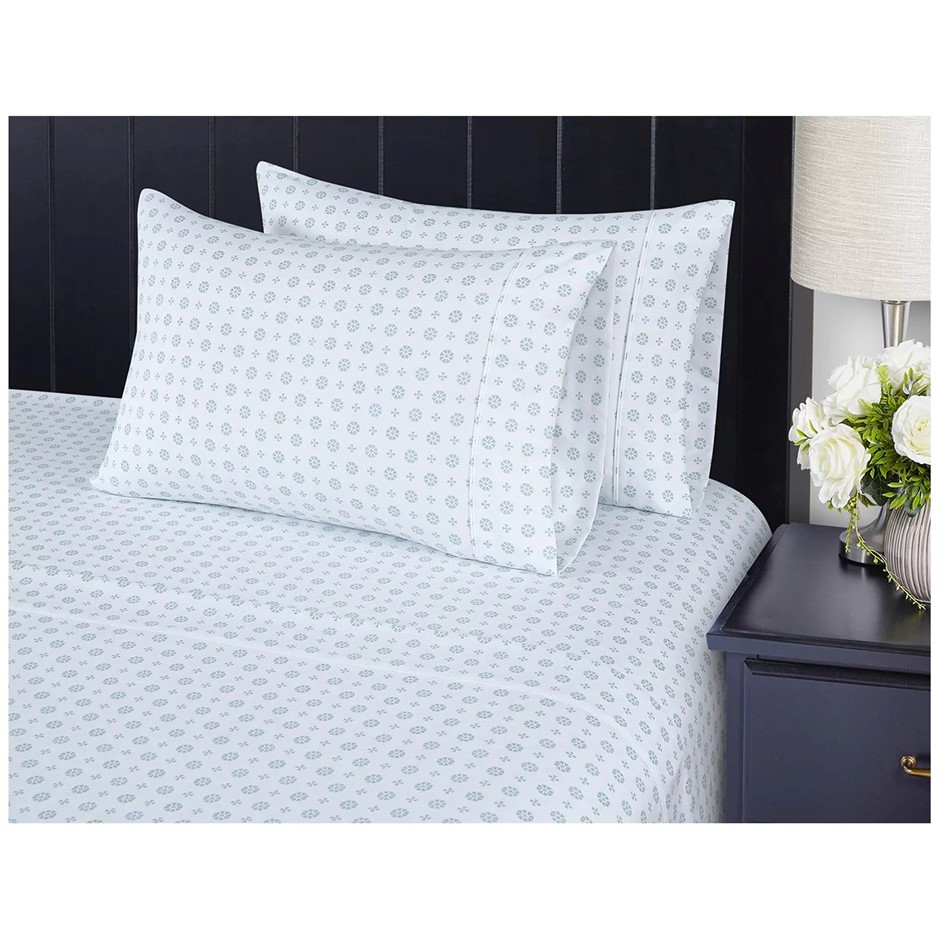 SOUTH POINT 6pc Sheet Set, Queen, Delf Medallion.