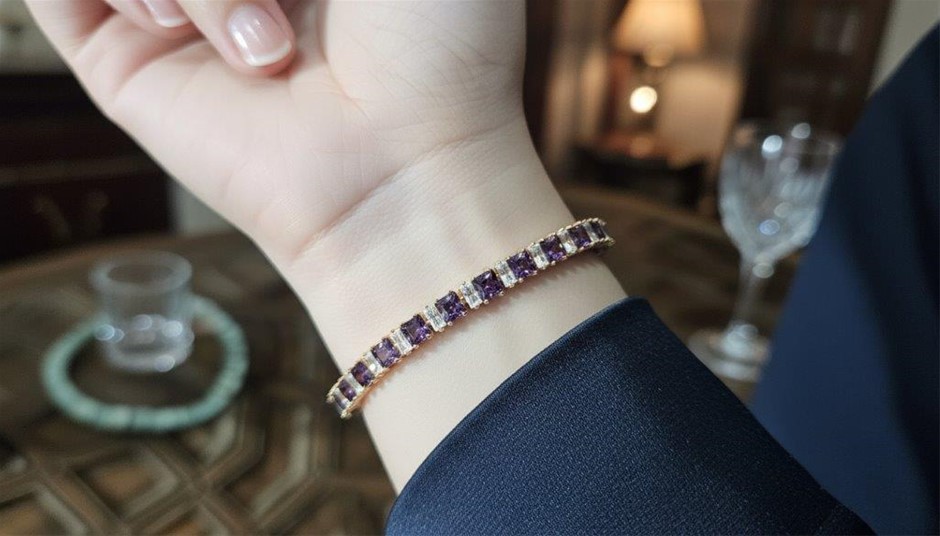 925 Sterling Silver Tennis Bracelet Sapphire Blue Simulated Diamonds