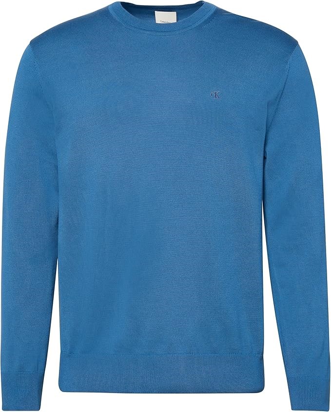 CALVIN KLEIN Men's Supima Crewneck Sweater, Size XL, Royal Lagoon, 40BM343.