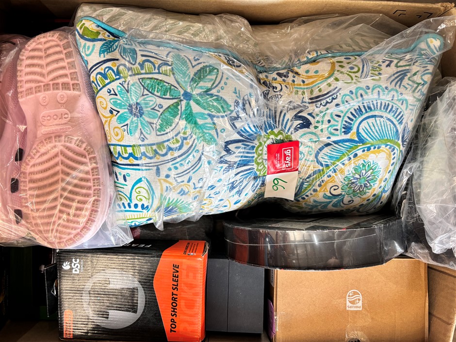 1 Box of Assorted Toys, Household Items, Apperals, Stationaries.
