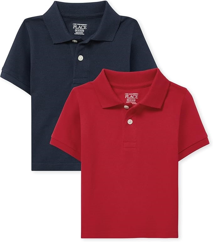 2 x 2-Pack THE CHILDREN'S PLACE Boy's Short Sleeve Pique Polo Shirt, 18-24