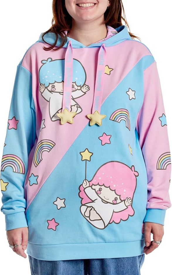 LOUNGEFLY Sanrio Twin Stars Carnival Unisex Hoodie, Small. Buyers Note -