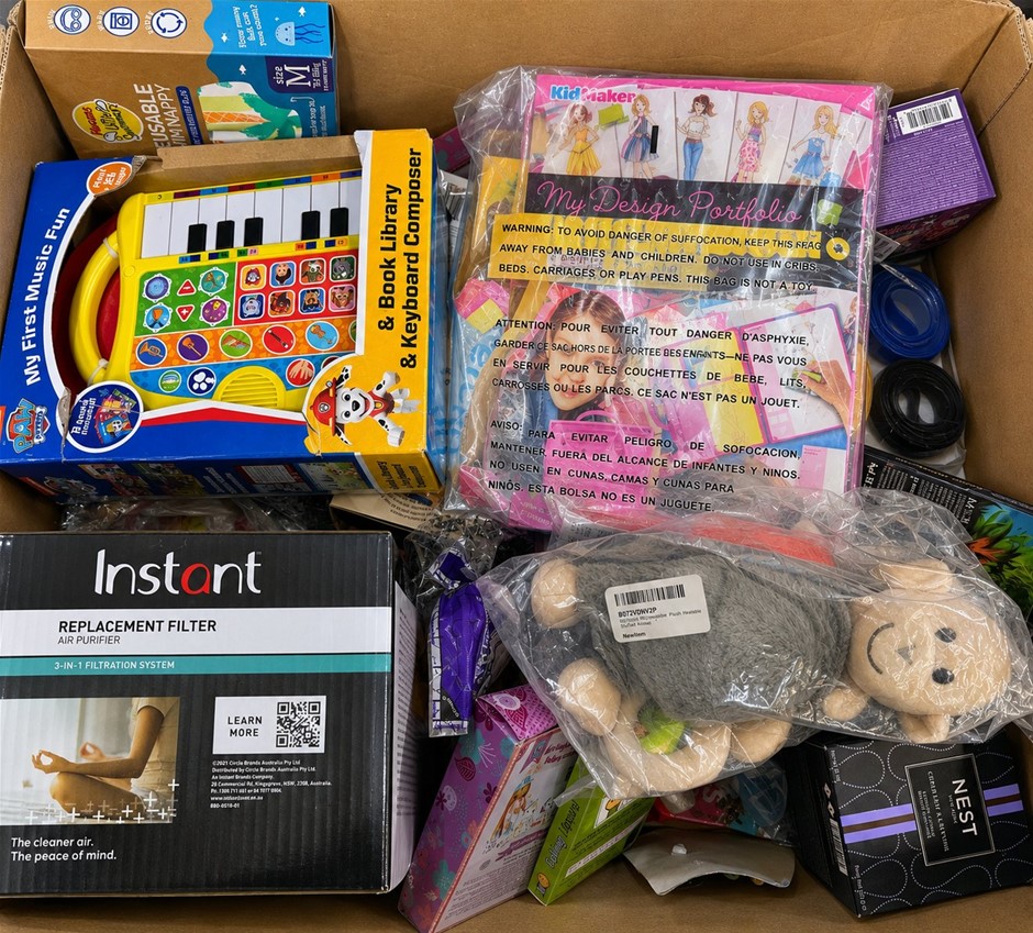 FULL BOX Mixed Merchandise of Assorted Toys & Household Items