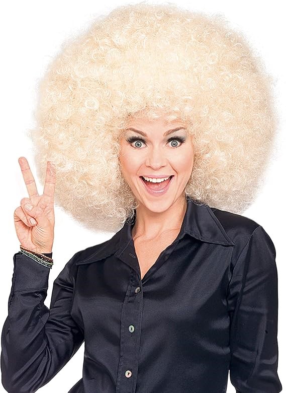 RUBIE'S Adults Super Size Blond Afro Wig. Buyers Note - Discount Freight R