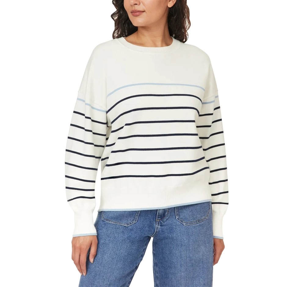 C&C CALIFORNIA Women's Sweater, Size XL, White Stripe. Buyers Note - Disco
