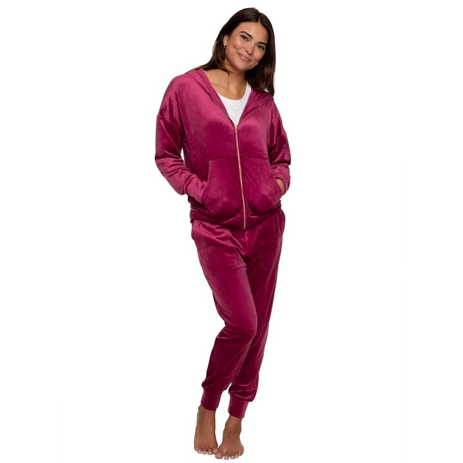 2pc JEZEBEL Women's Velour Set, Size M, Magenta. Buyers Note - Discount Fr