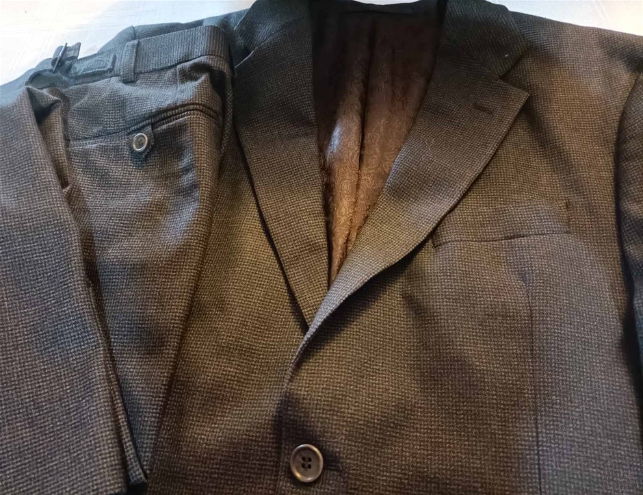 Marks & Spencer Autograph Suit 36 waist L-Xl Coat Dark Brown Shade Minor