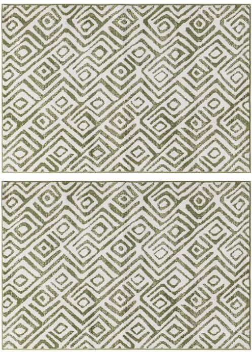 2x MON CHATEAU Accent Rug, 76 x 114cm, Green. NB: minor dirt from storage