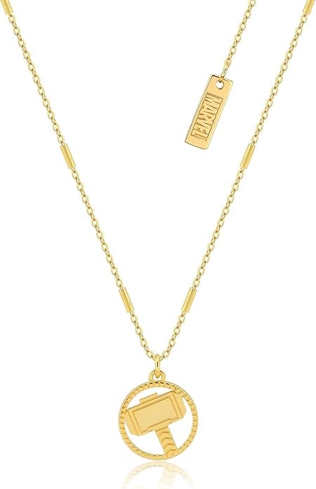DISNEY Women's YGP 925SS THOR HAMMER NECKLACE Pendant Necklace, Gold, 45CM