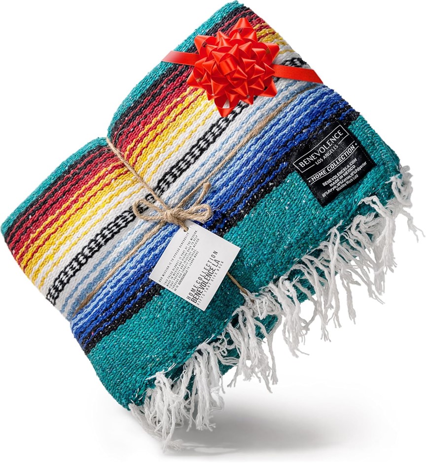 BENEVOLENCE LA Premium Mexican, Authentic Handwoven Yoga Blanket.