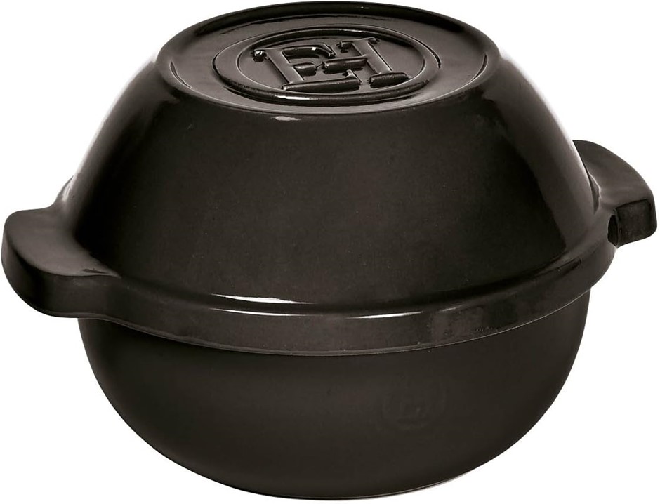 EMILE HENRY Ceramic Bread/Potato Cooker, Charcoal.