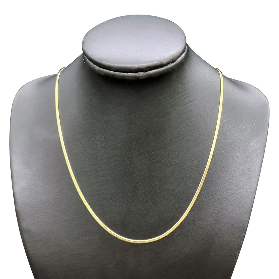 Classic Stainless Steel 2mm Snake Chain Necklace - 22 Inches (Yellow)