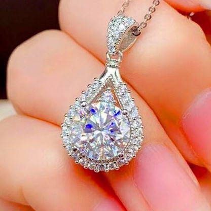 Stunning Simulated Diamond Teardrop Pendant
