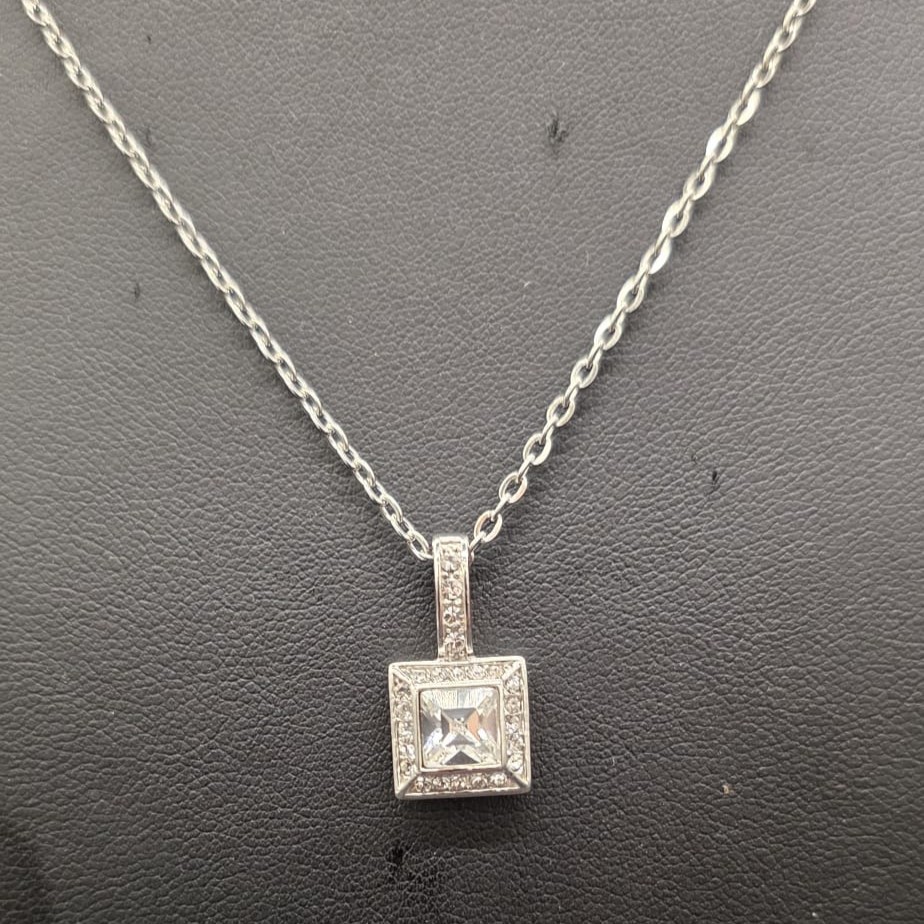 Stunning Square Drop Pendant Featuring 25 Crystals by Swarovski