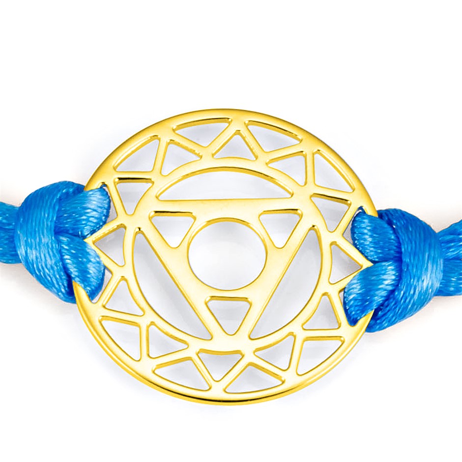 Solid 925 Sterling Silver & Gold  Plated Chakra Bracelet - Throat Chakra