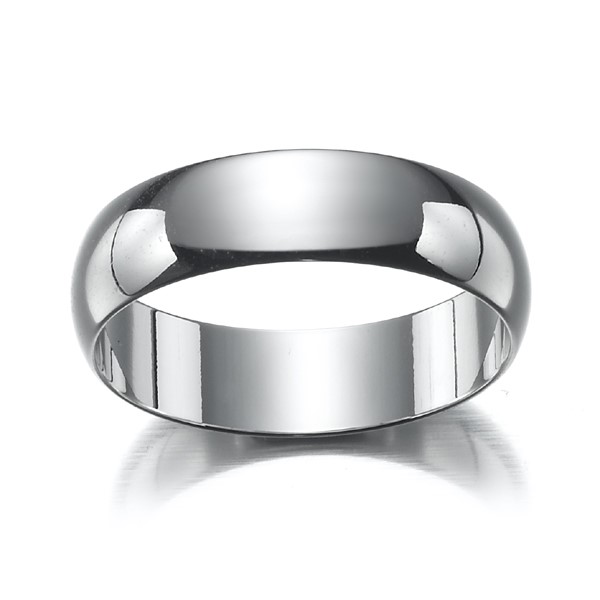 Rhodium Plated Men's Band Ring (6mm)  - US Size 13