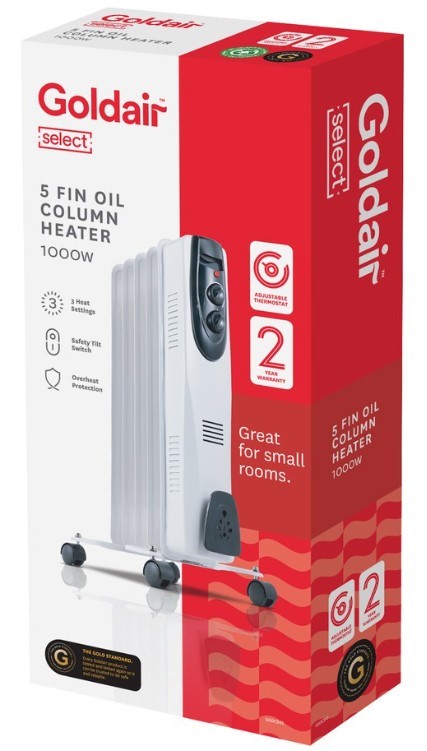 Goldair Select 1000W 5 Fin Oil Column Heater. NB: minor use.