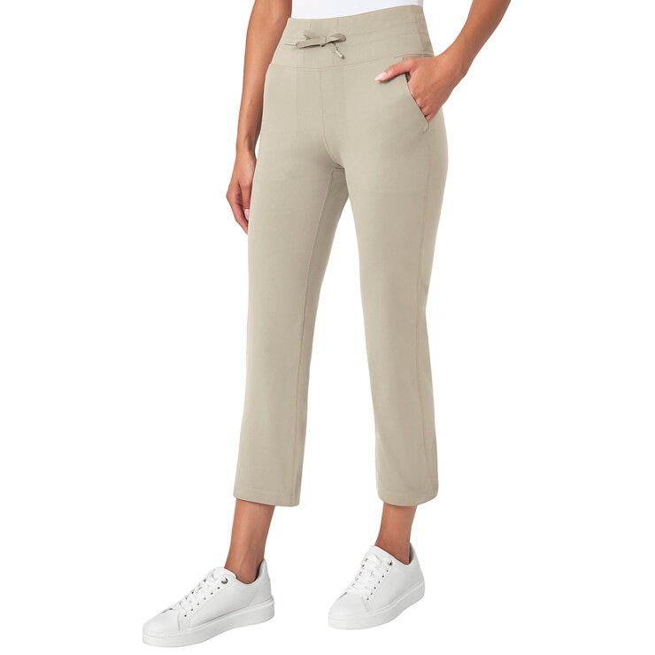 MONDETTA High-Rise Drawstring Capri, Size M, Feather Gray (Beige).