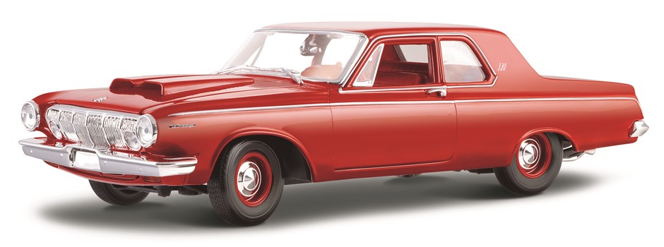 MAISTO Diecast 1963 Dodge 330 Model Car, Scale 1:18, Red, 46629.