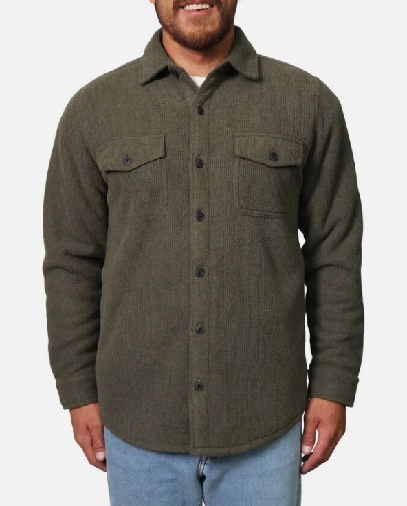 FREEDOM FOUNDRY Men's Plush Shirt Jacket, Size 2XL, Olive.