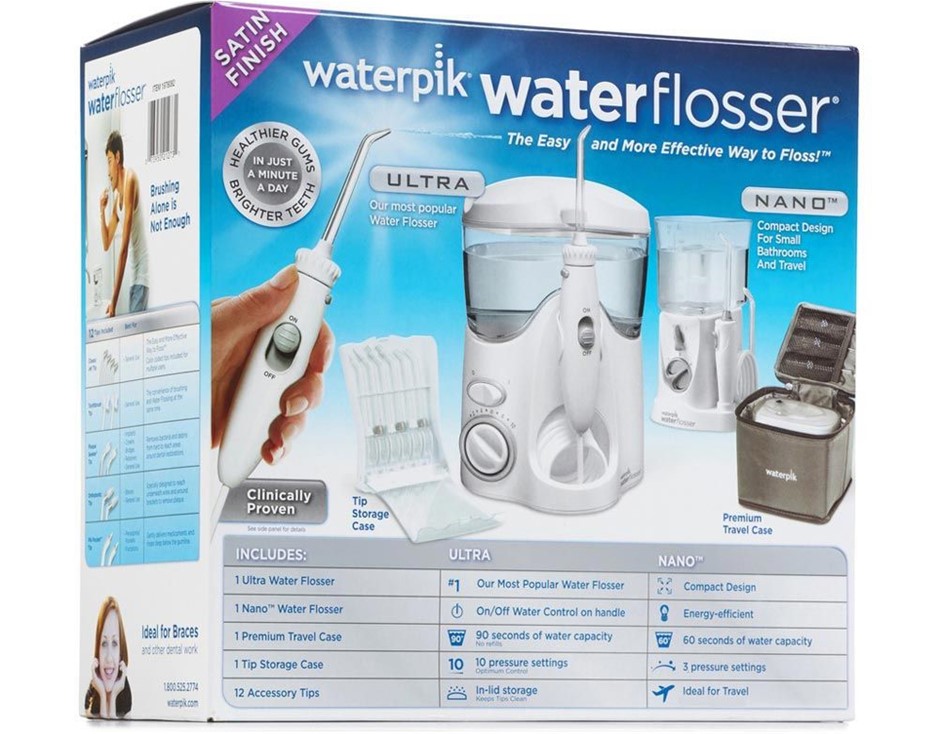 WATERPIK Ultra & Nano Water Flosser Travel Case Combo Pack. NB: Minor use.