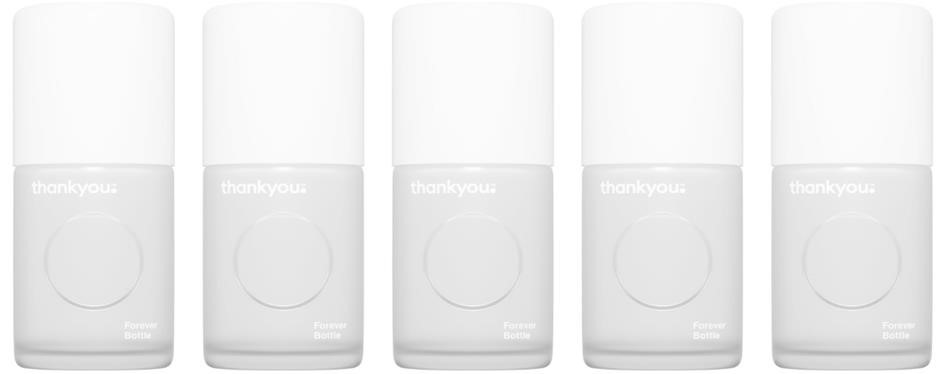 5x Thankyou Forever Deodorant Bottle, 50 ml Capacity, Frosted Glass