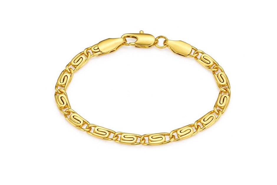 18ct Heavy Yellow Gold Plated Fine Maritime Chain Bracelet - 6 inches